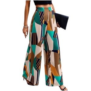 Hapsho Geometric Print Wide Leg Pants
